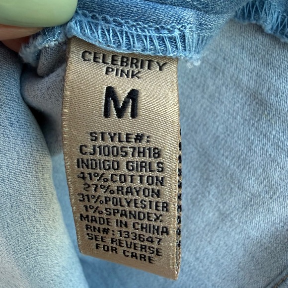 Celebrity Pink Womens Denim Pinafore Dress Light Wash Blue Mini Overall M - Picture 6 of 10